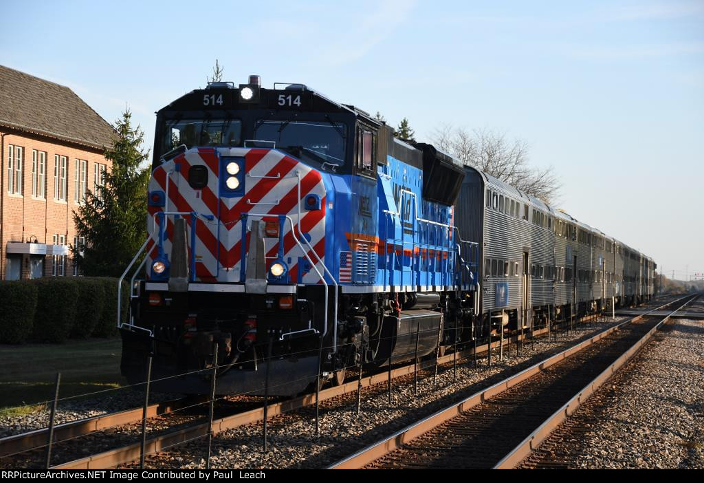 Outbound commuter approaches the station